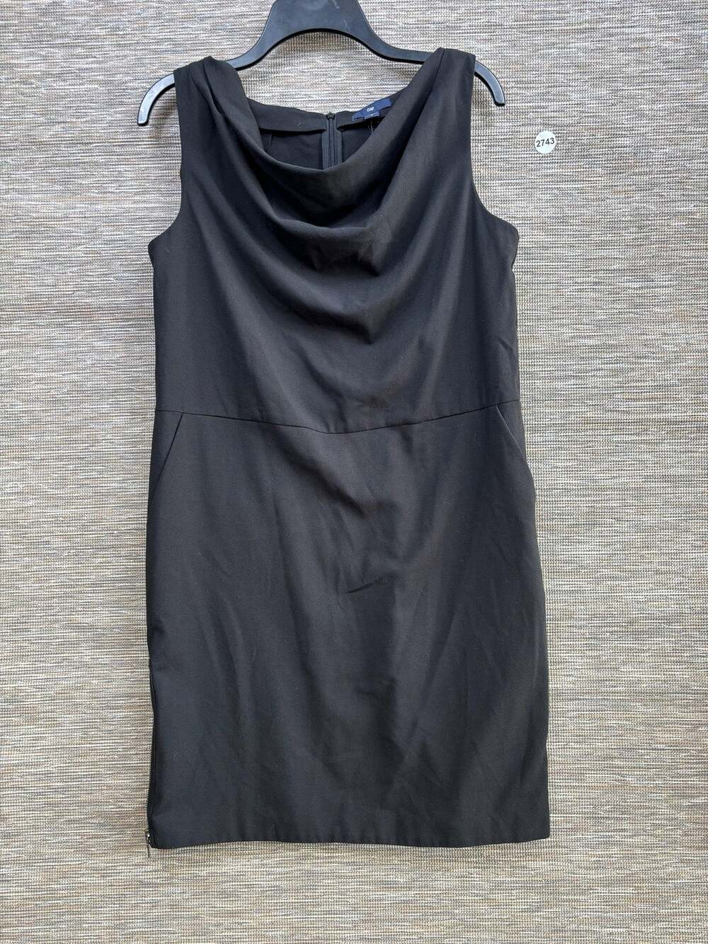 Gap Dress Womens 8 Black Cowl Neck Stretch Sheath Knee Length Workwear NEW